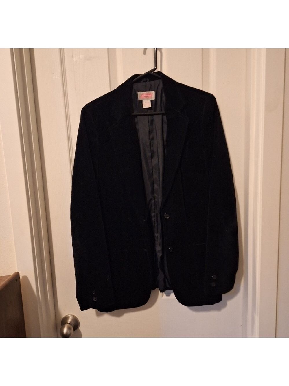 JCPenney Pink Label Black Velvet Blazer Women's Size 14
